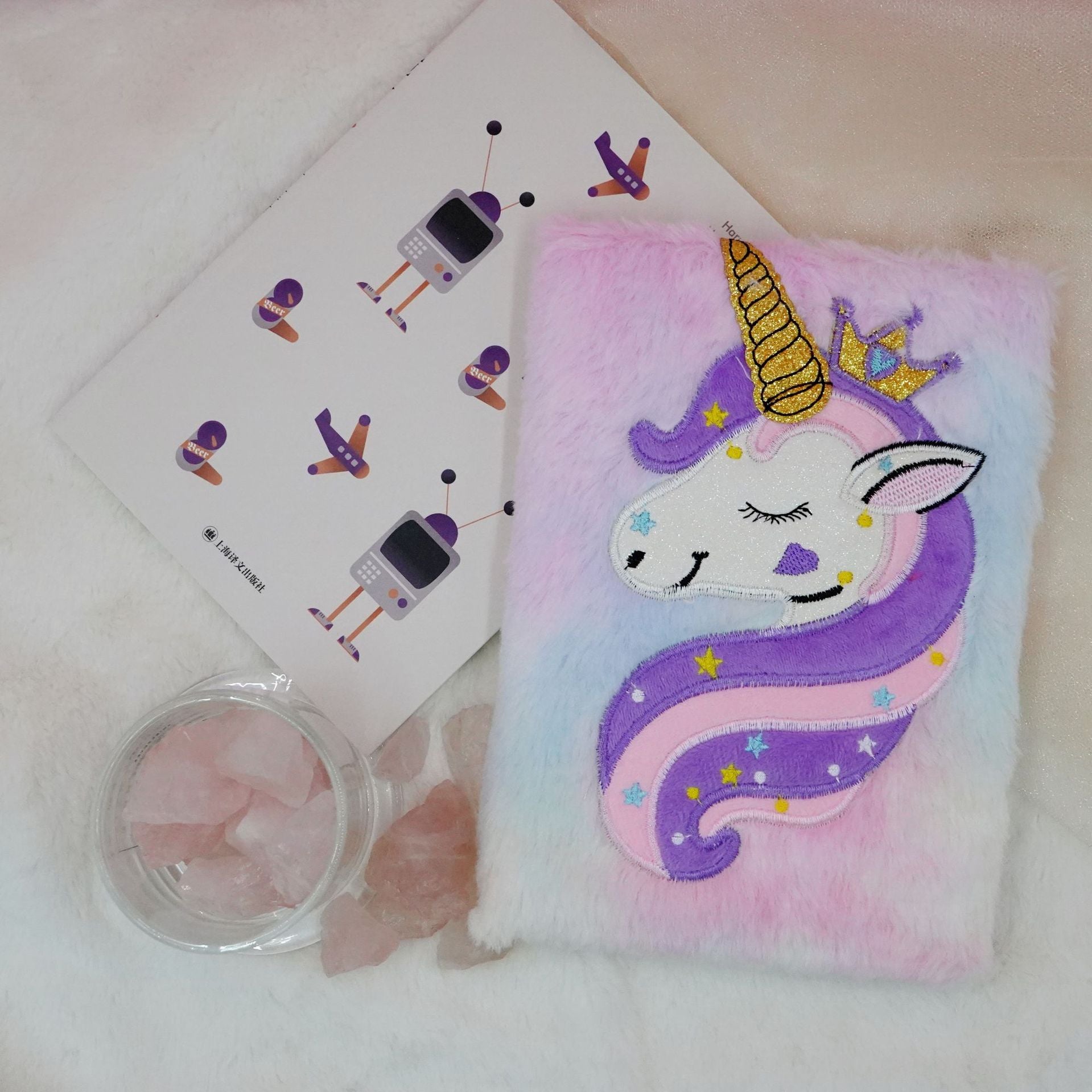 Wholesale Creative girly cute plush unicorn notebook